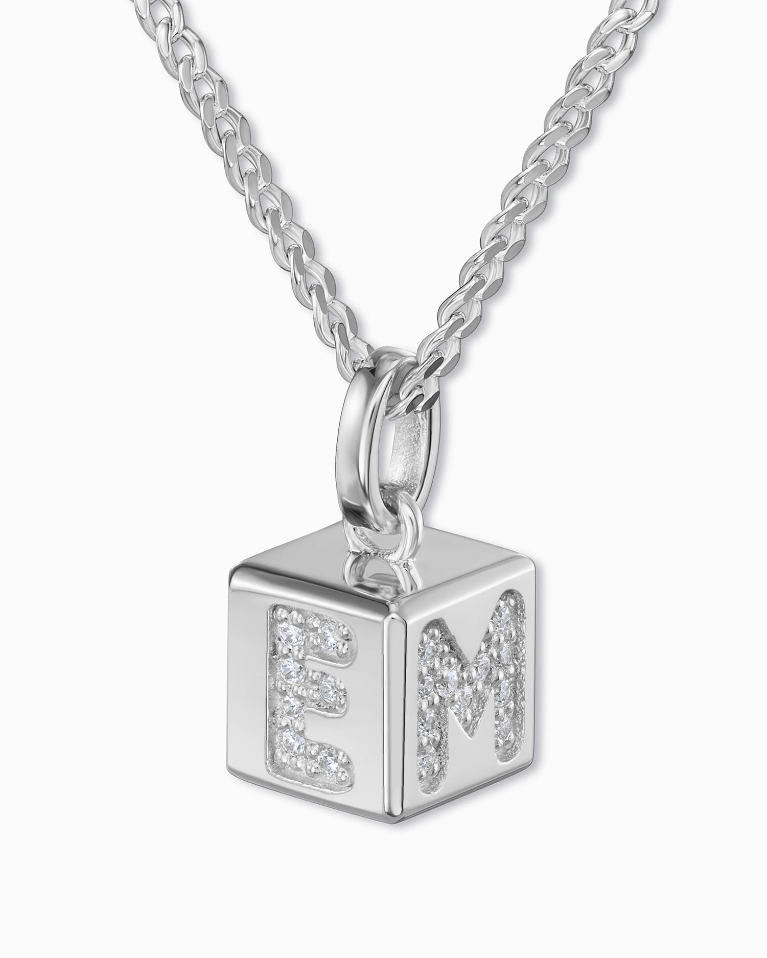 Cube Letter Necklace with Zirconia