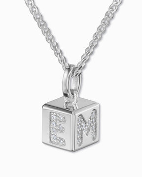 Cube Letter Necklace with Zirconia