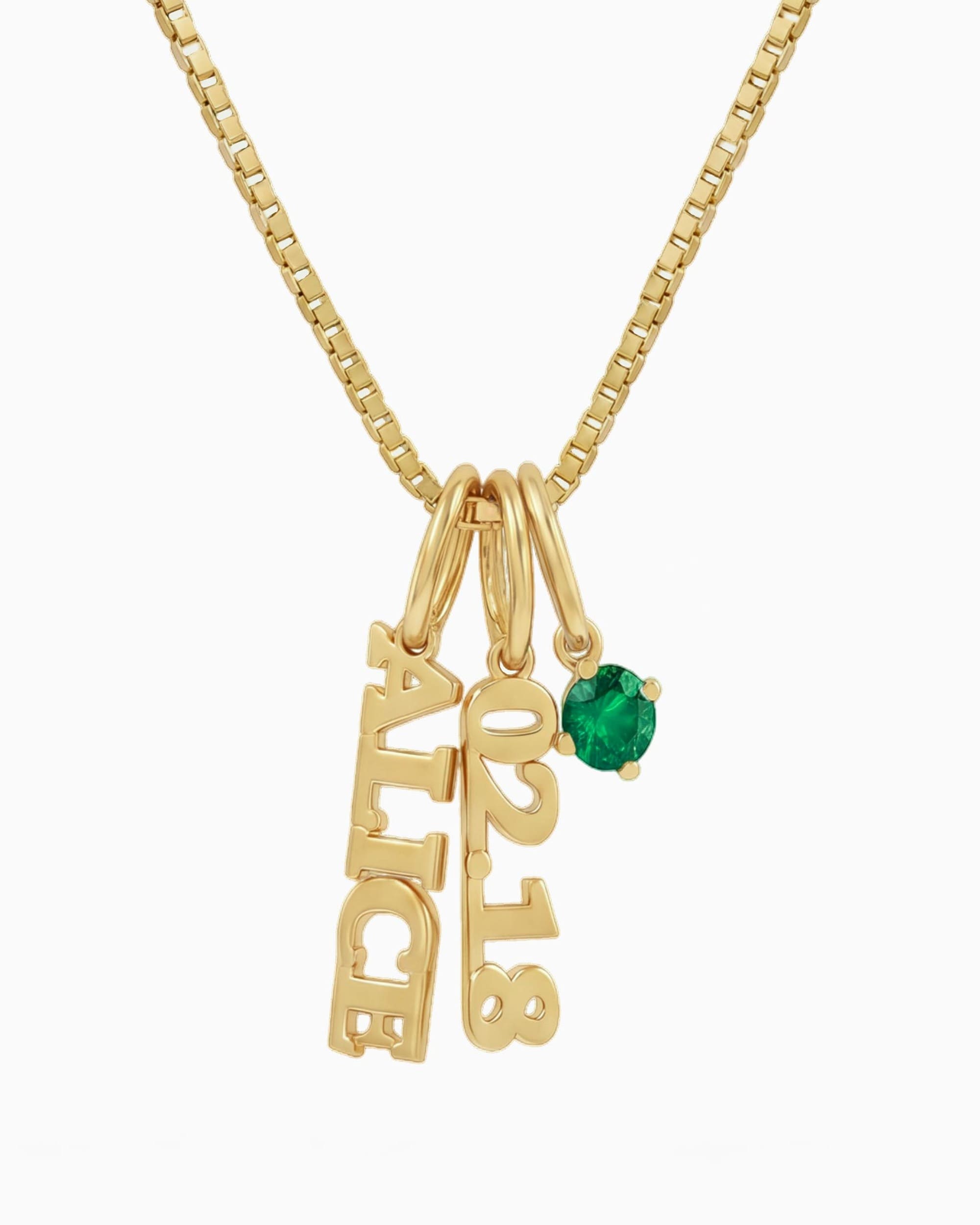 Name Necklace with Birthstone and Letters