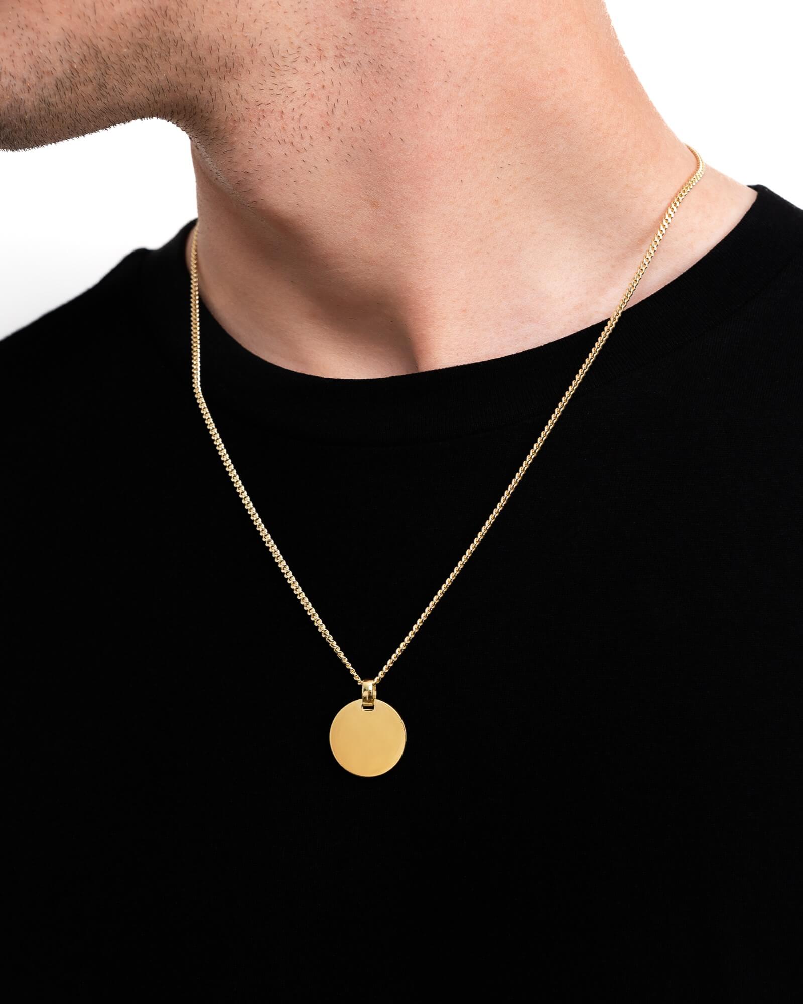 Engraving plates necklace pendant round polished
