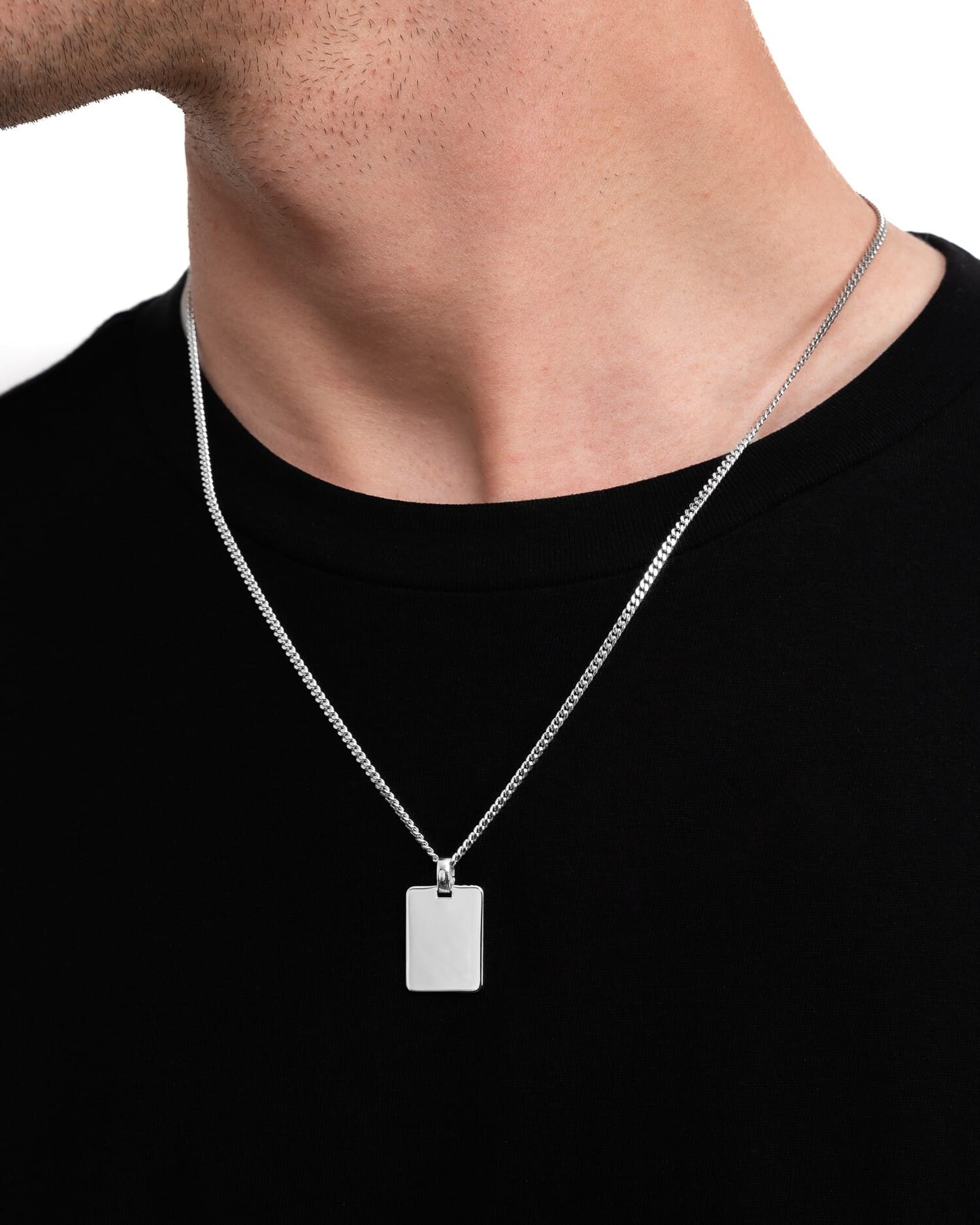 Coordinates engraving plates necklace pendant rectangle