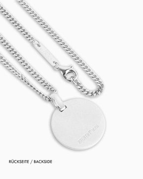 Initial Engraved Plate Necklace Pendant Round Ice Matte