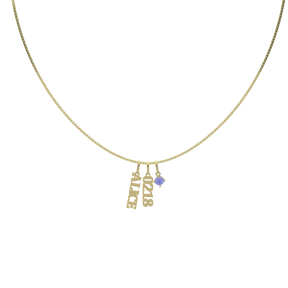 Name Necklace with Birthstone and Letters
