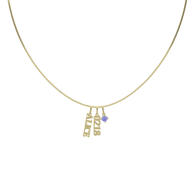 Name Necklace with Birthstone and Letters
