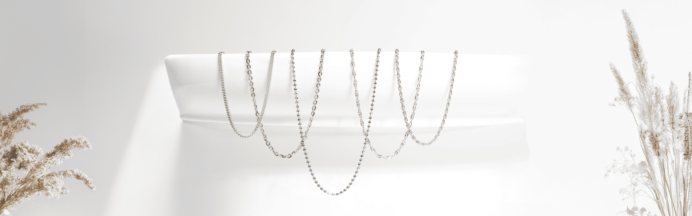 Women's chain necklaces, 925 sterling silver, rhodium-plated
