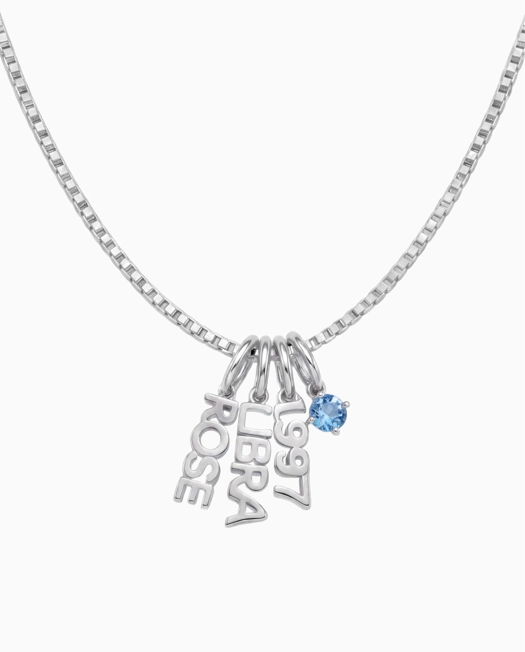 Naamketting met geboortesteen en letters