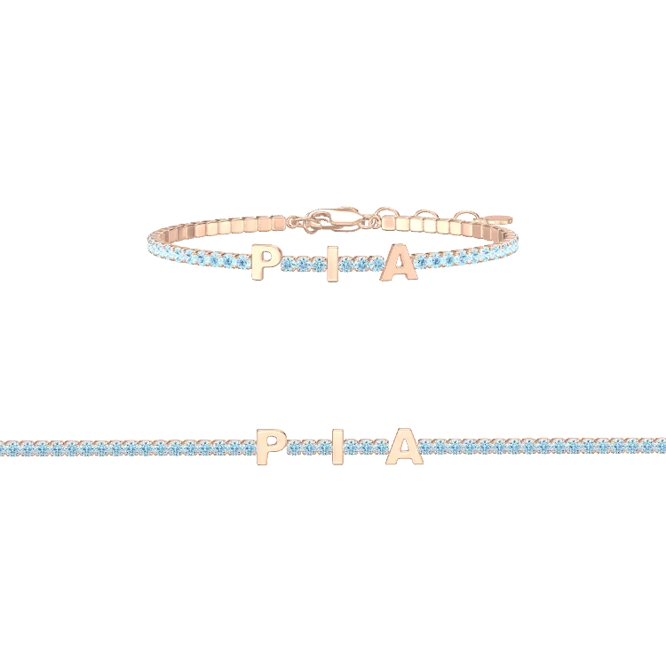 Tennis Bracelet with Birthstone and Initials