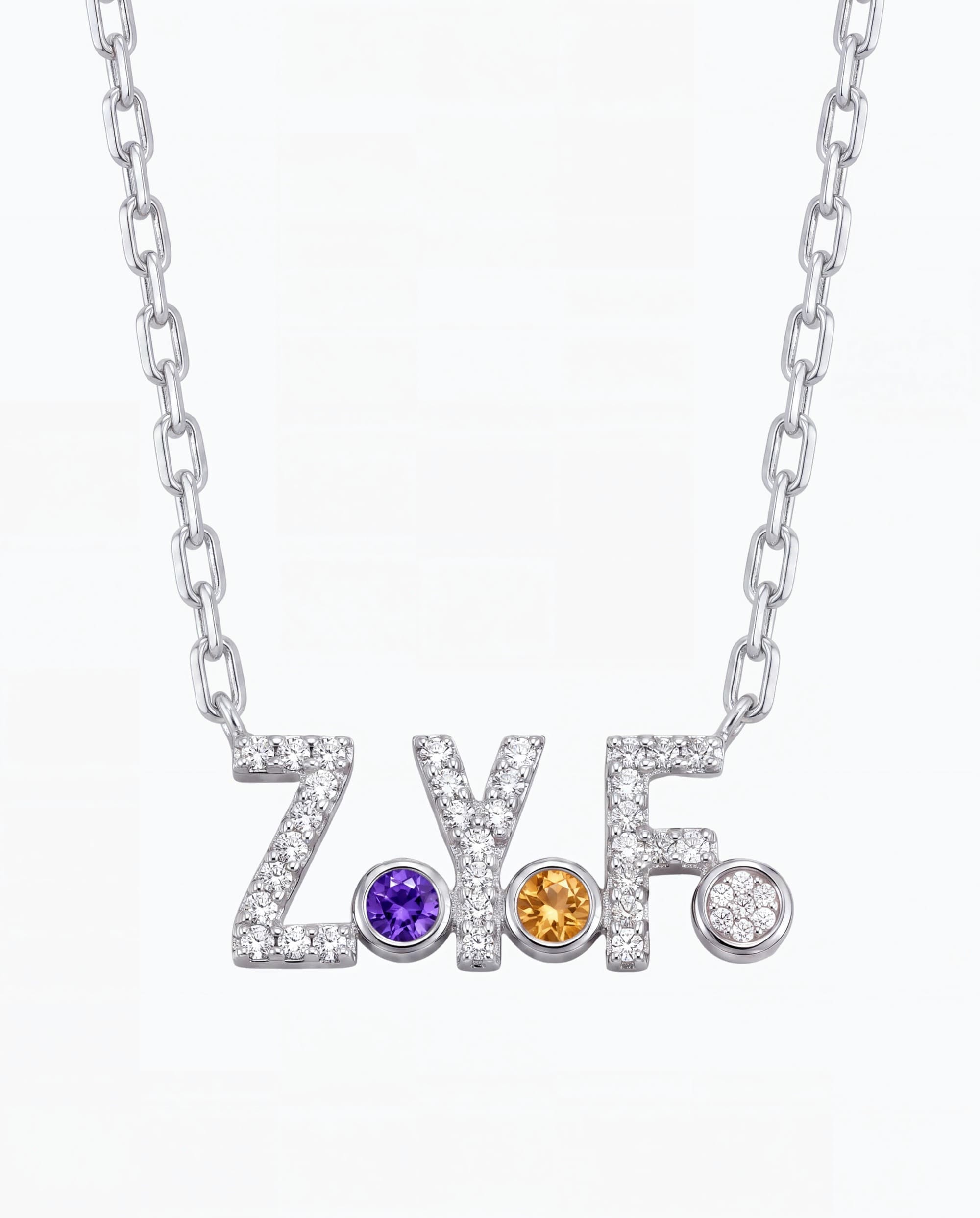 Name Necklace with Letters and Birthstone