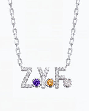 Naamketting met letters en geboortesteen