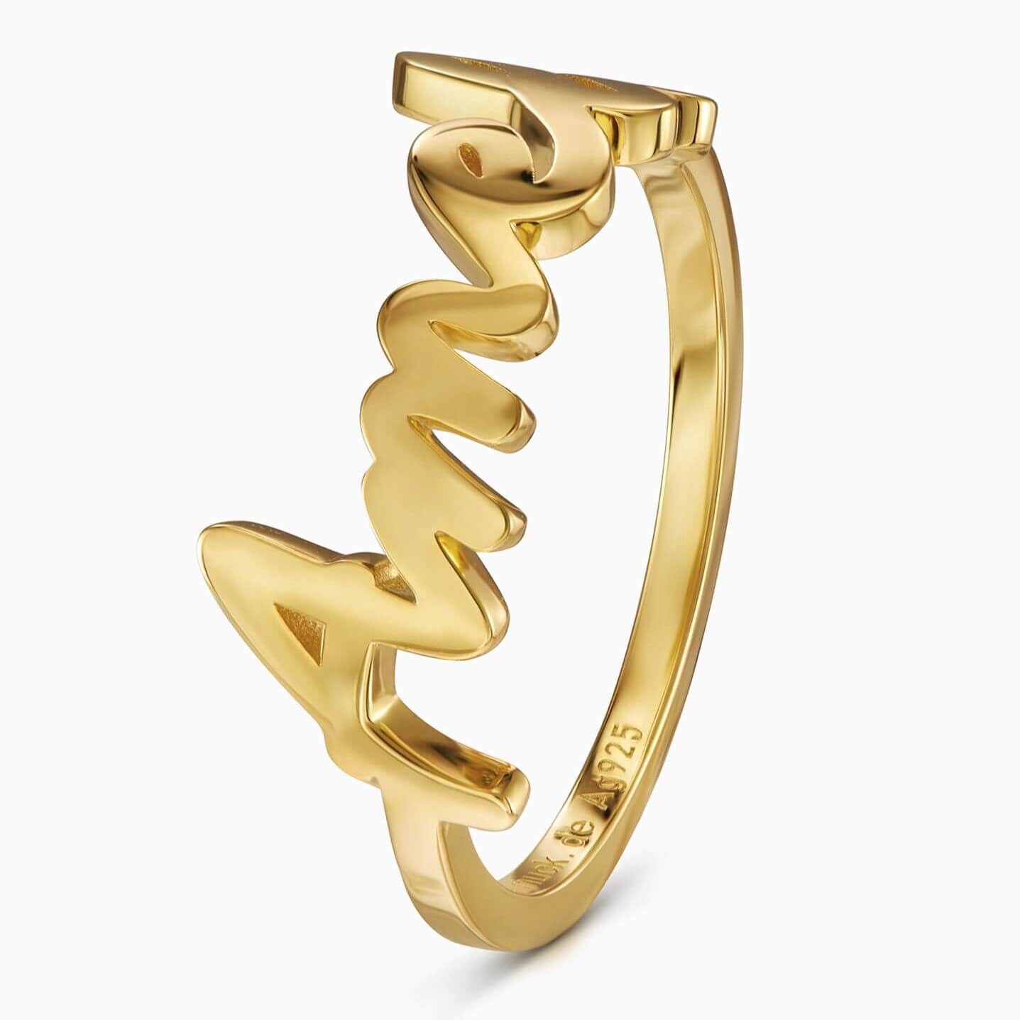 Namensringe 925 Silber 18 Karat Vergoldet