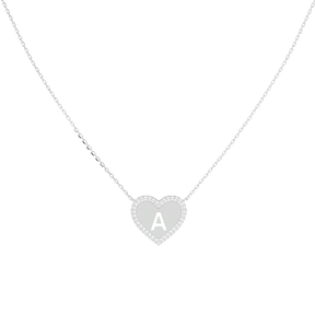 Heart Necklace with Initials and Zirconia
