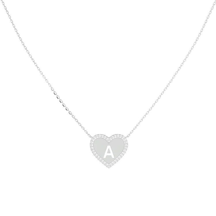 Heart Necklace with Initials and Zirconia