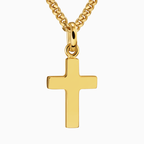 Kreuz Anhängerketten für Herren - 925 Silber 18 Karat Vergoldet