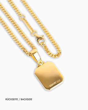 Onyx Octagon Gegraveerde Plaat Ketting