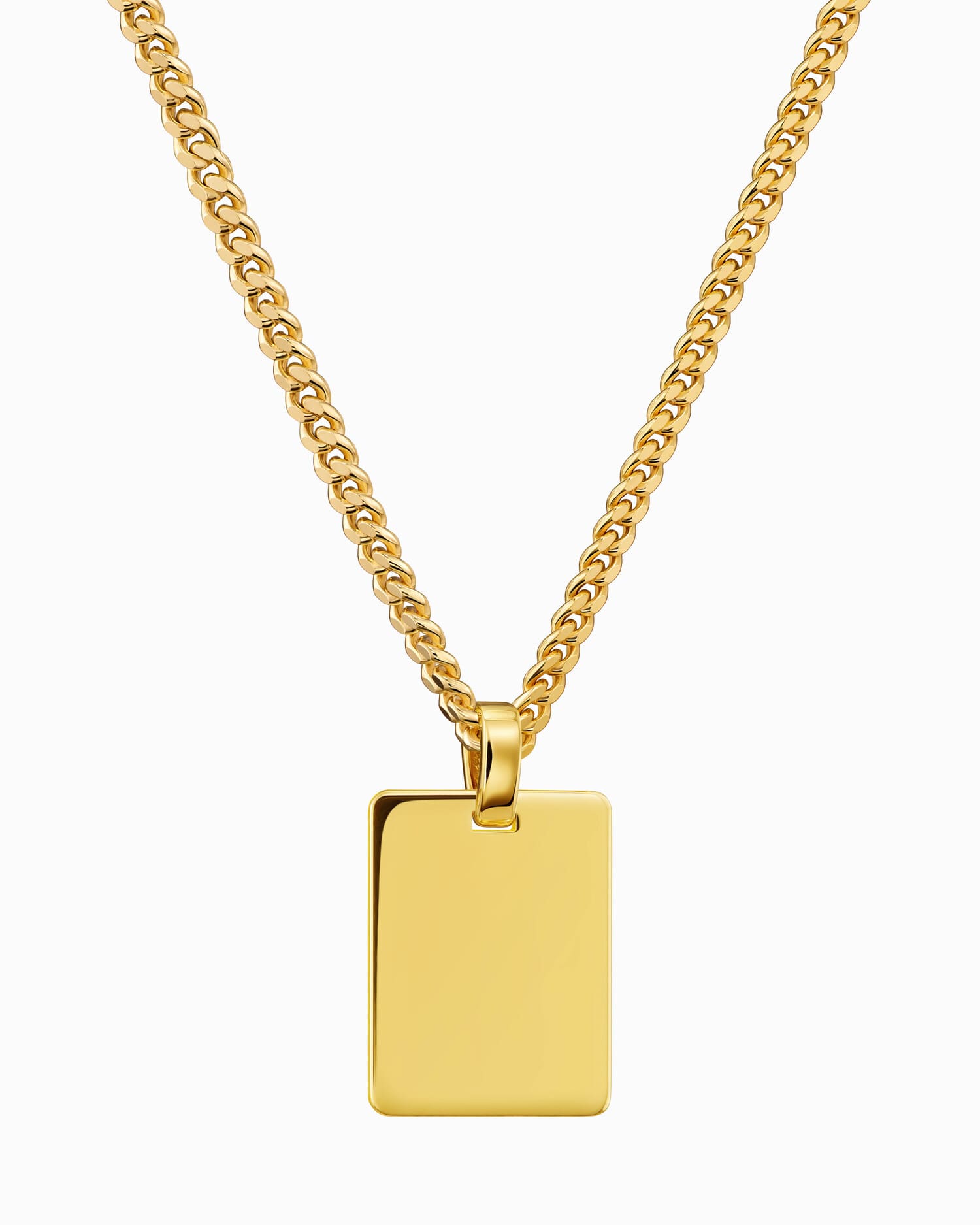 Engraved plate necklace pendant rectangle