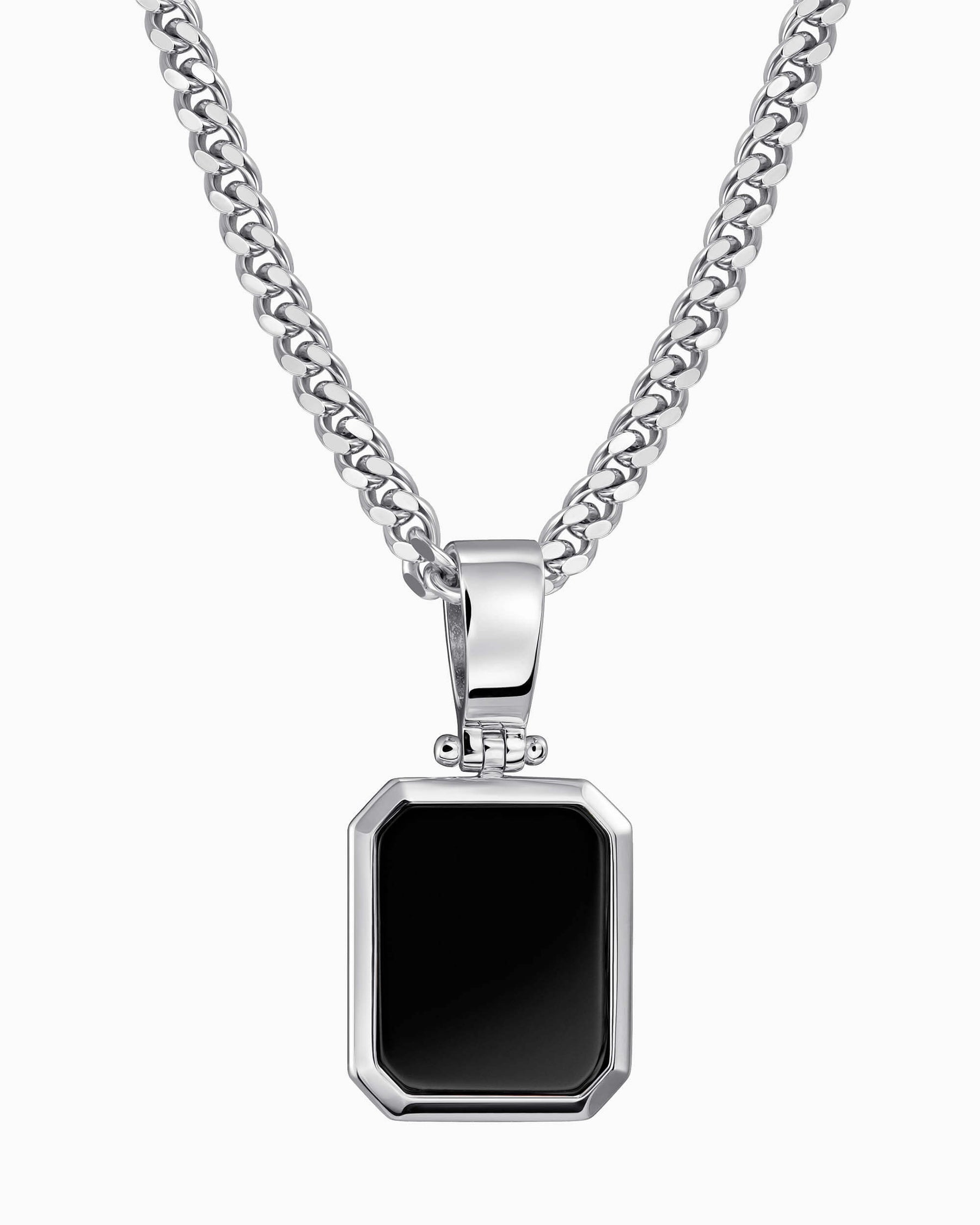 Onyx Octagon Engraving Plate Necklace