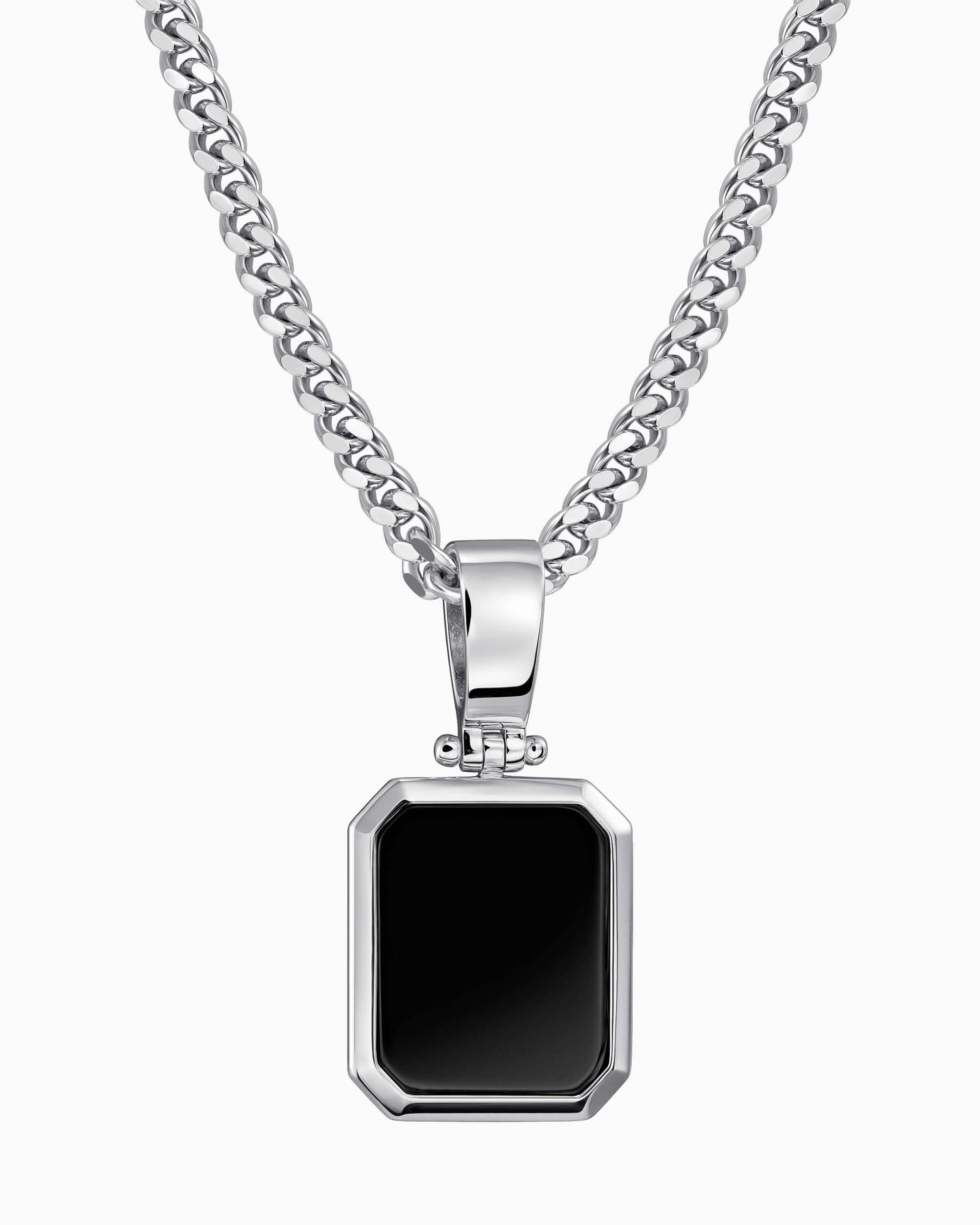 Onyx Octagon Engraving Plate Necklace