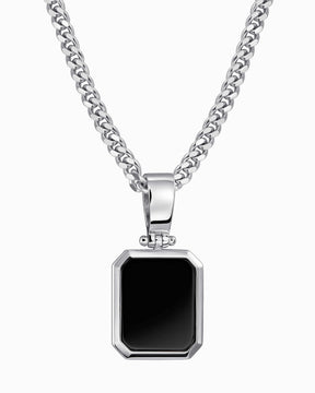 Onyx Octagon Engraving Plate Necklace