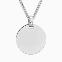 Round pendant necklaces for men - 925 silver rhodium-plated