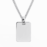 Square pendant necklaces for men - 925 silver rhodium-plated