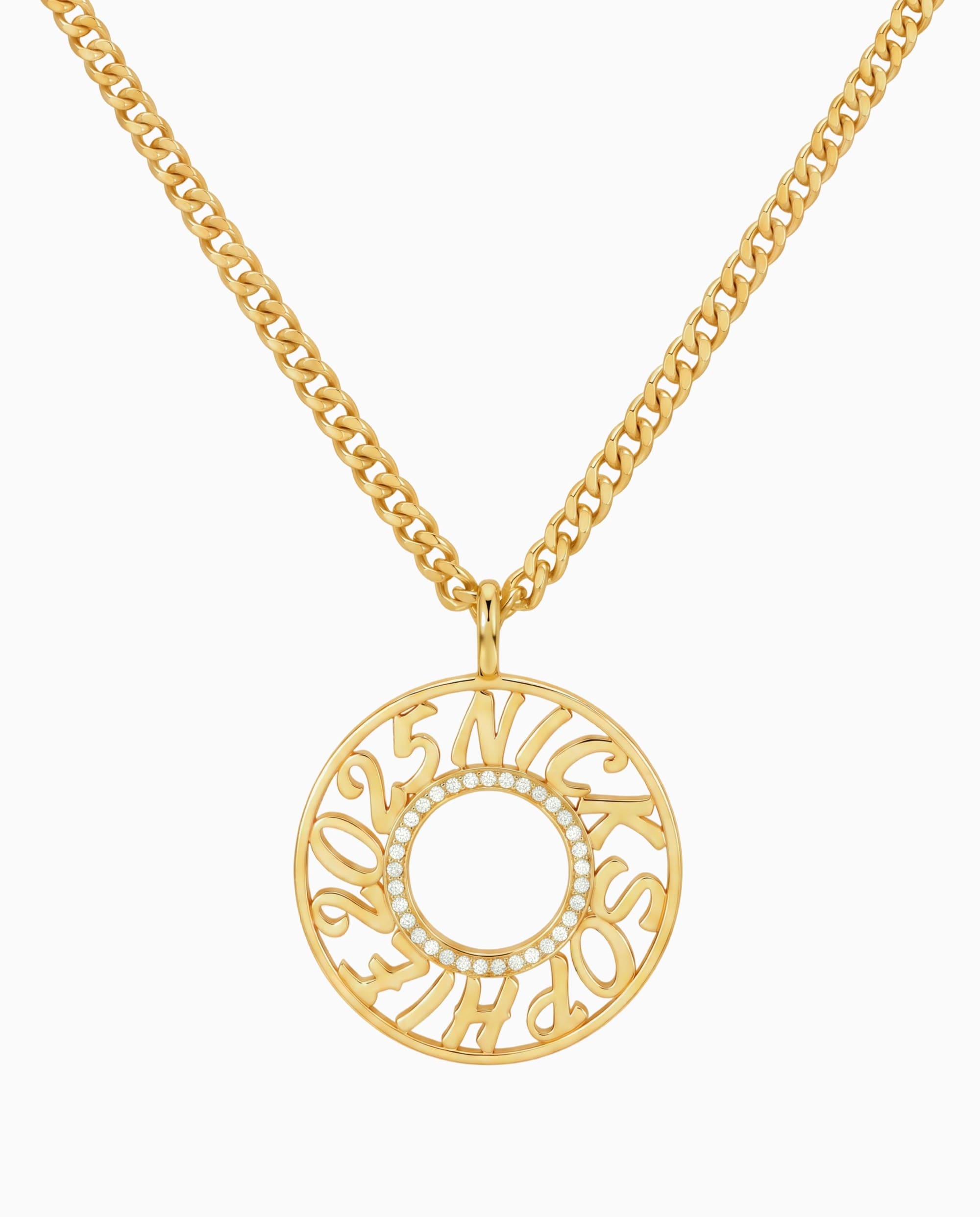 Zirconia Circle Name Necklace