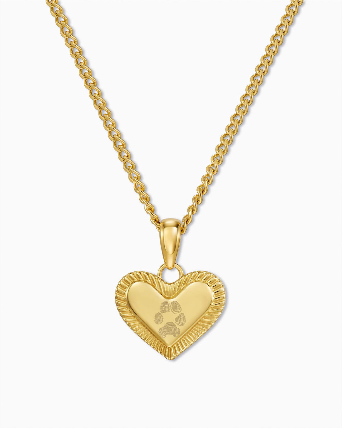 Paw print hart ketting graveerplaatje hanger