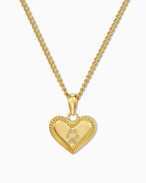 Paw print hart ketting graveerplaatje hanger