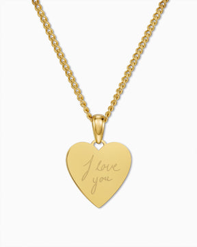 Handwriting Upload Heart Necklace Engraving Plate Pendant 15mm