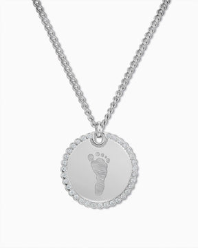Ketting met gegraveerde plaatjes, rond, zirkonia, 18 mm