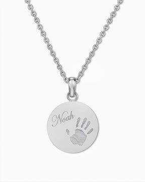 Ketting met handafdruk-graveerplaatjes, rond, 16 mm