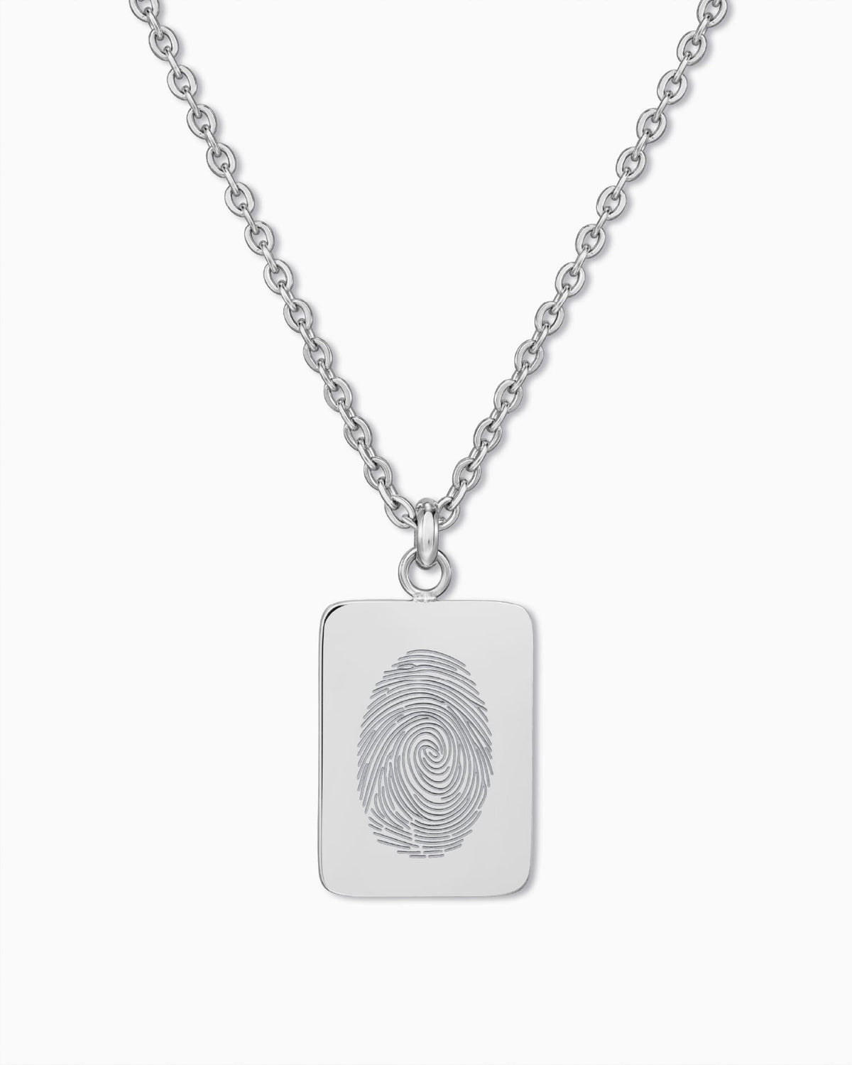 Hanger voor ketting met vingerafdruk-gravureplaat, rechthoekig