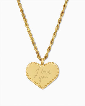 Handgeschreven tekst uploaden Hartvormige ketting Graveerplaat Hanger Krans