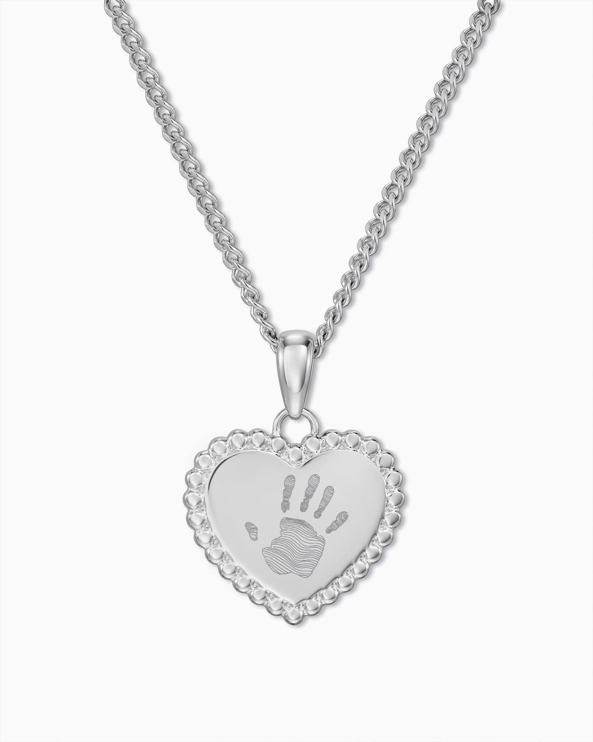 Handafdruk hart ketting graveerplaatje hanger
