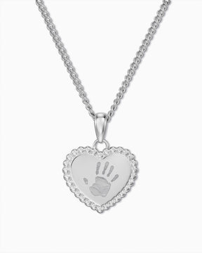 Handafdruk hart ketting graveerplaatje hanger