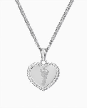 Voetafdruk hart ketting graveerplaatje hanger