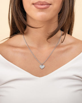 Herz Halskette Gravurplatte Anhänger Zirkonia