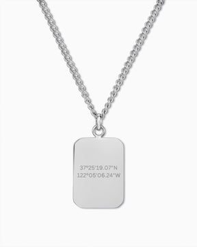 Coördinaten graveerplaatje kettinghanger, rechthoekig