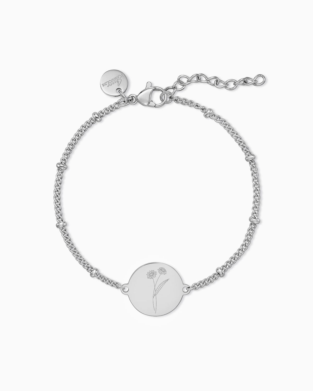 Geburtsblume Gravurarmband Gravurplatte Rund