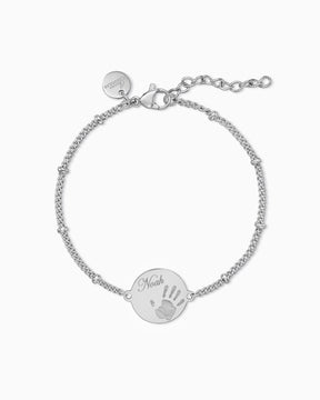 Handprint engraving bracelet engraving plate round