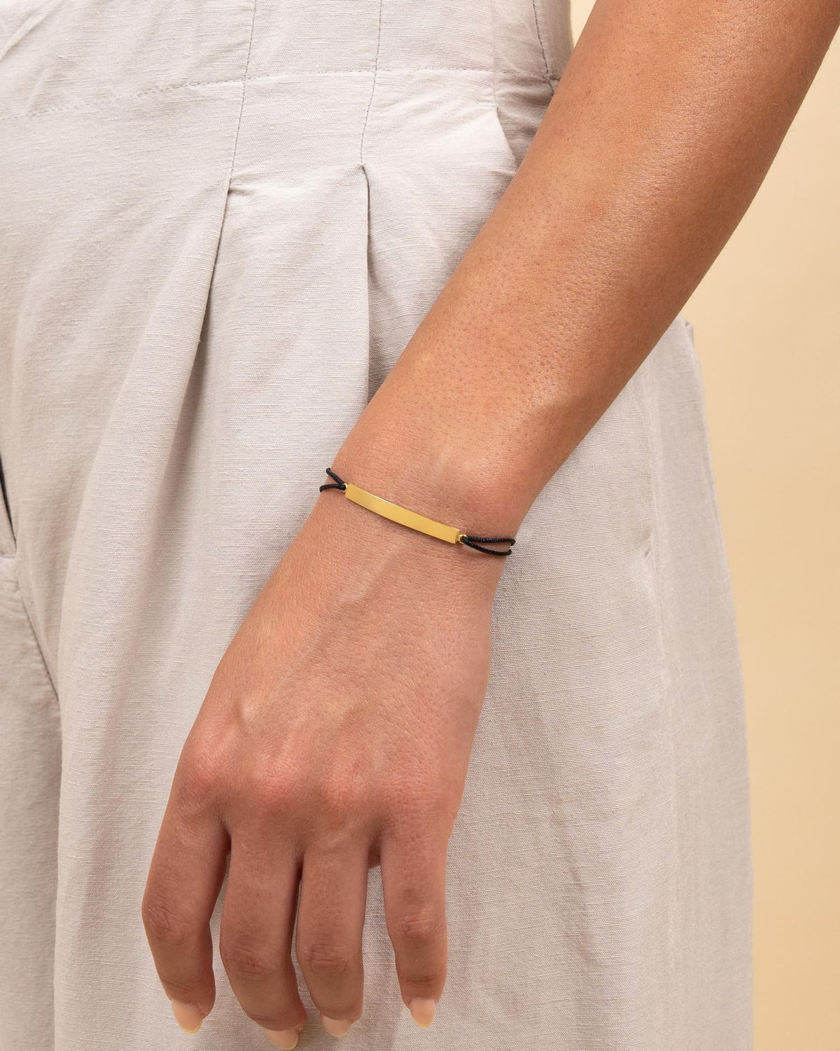 Gravurarmband Gravurplatte Stoffarmband Schwarz