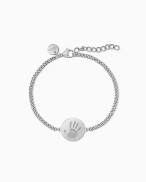 Handabdruck Gravurarmband Gravurplatte Rund