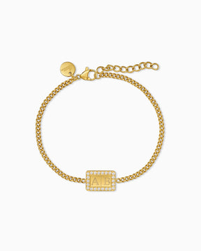 Initialen Gravurarmband Gravurplatte Eckig Zirkonia