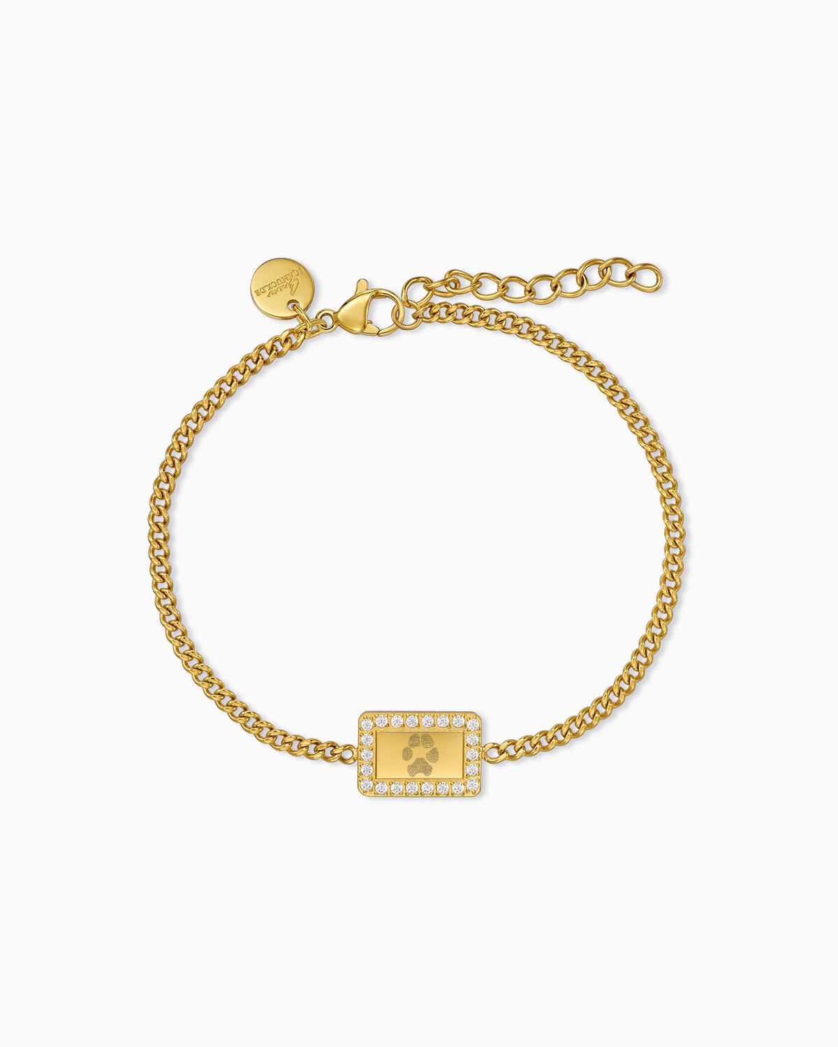 Pfotenabdruck Gravurarmband Gravurplatte Eckig Zirkonia