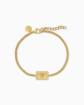 Pfotenabdruck Gravurarmband Gravurplatte Eckig Zirkonia