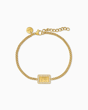 Sternzeichen Gravurarmband Gravurplatte Eckig Zirkonia