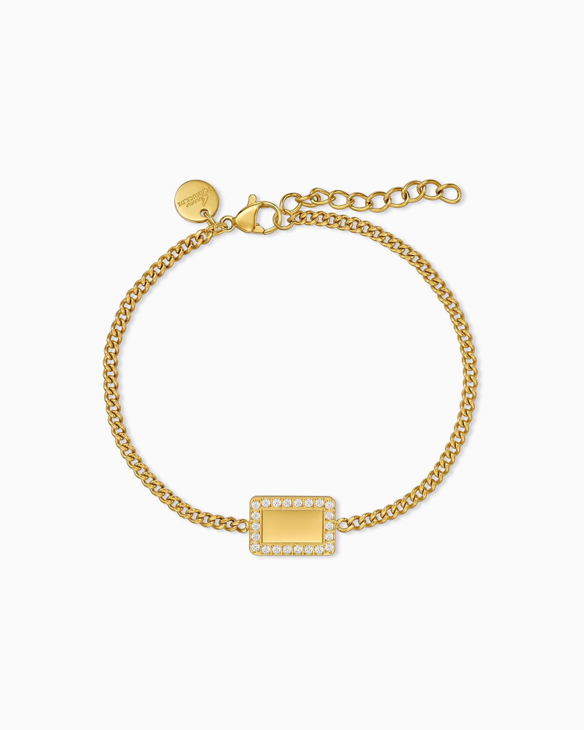 Gravurarmband Gravurplatte Eckig Zirkonia