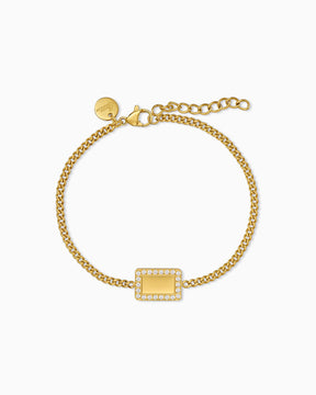 Gravurarmband Gravurplatte Eckig Zirkonia