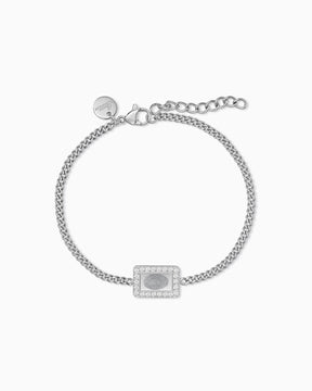 Fingerabdruck Gravurarmband Gravurplatte Eckig Zirkonia