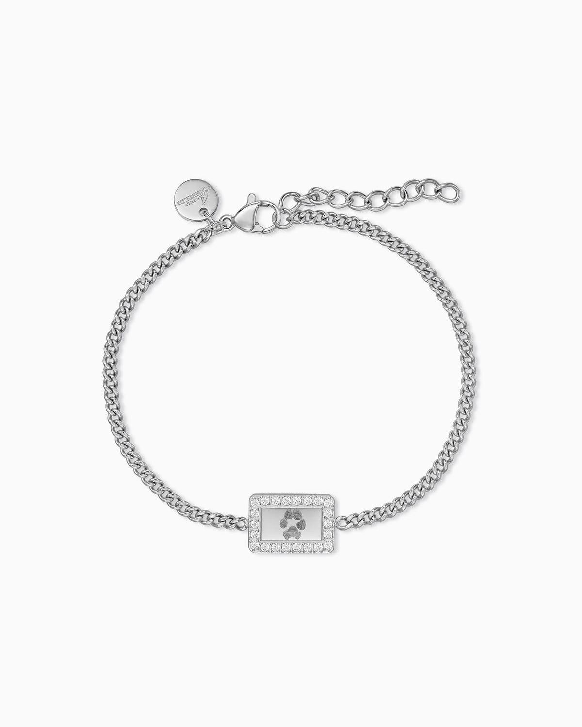 Pfotenabdruck Gravurarmband Gravurplatte Eckig Zirkonia