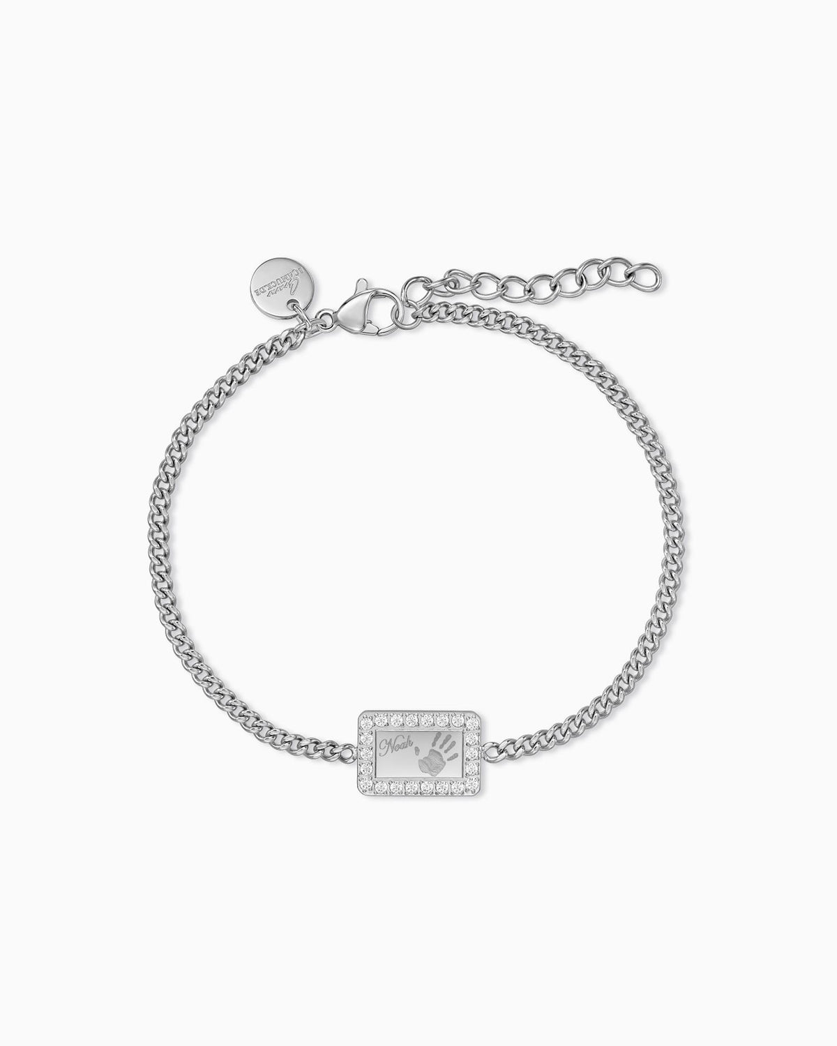 Handabdruck Gravurarmband Gravurplatte Eckig Zirkonia